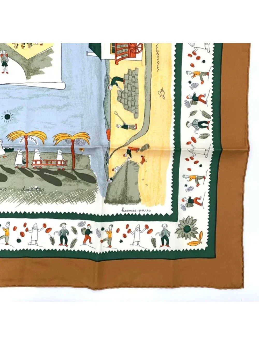 Hermes Color Carre 90 RE Tour a la Terre Return Silk Scarf Brown - Picture 4 of 5